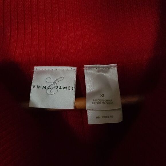 Red Ribbed Short Sleeved Sweater Cowl Collar Emma James Size XLarge - Picture 4 of 9